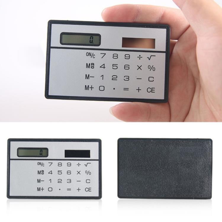 Calculatrice de carte solaire pour jardin, mini calculatrice, compteurs solaires, petites cartes de crédit fines, poche d'alimentation solaire, calculatrices ultra-fines, logo personnalisé SN456