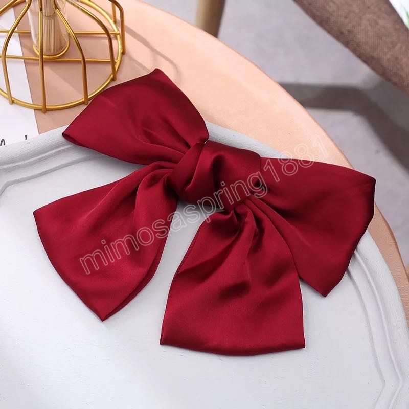 Women Fashion Hairgrips Big Bow Hairpin Cute Red Barrette Pink Hair Clip Girls Oversize Solid color Bows Hair Accessories