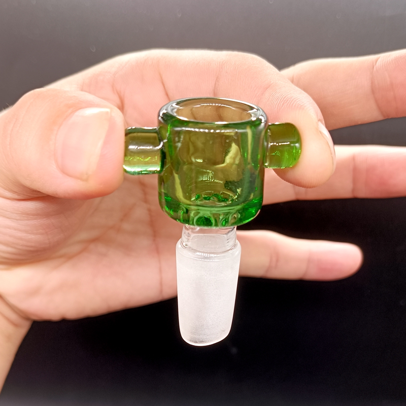 Tigela de vidro verde corrediça com tela embutida 14 mm 18 mm Acessórios masculinos para fumar para ferramentas de punção manual