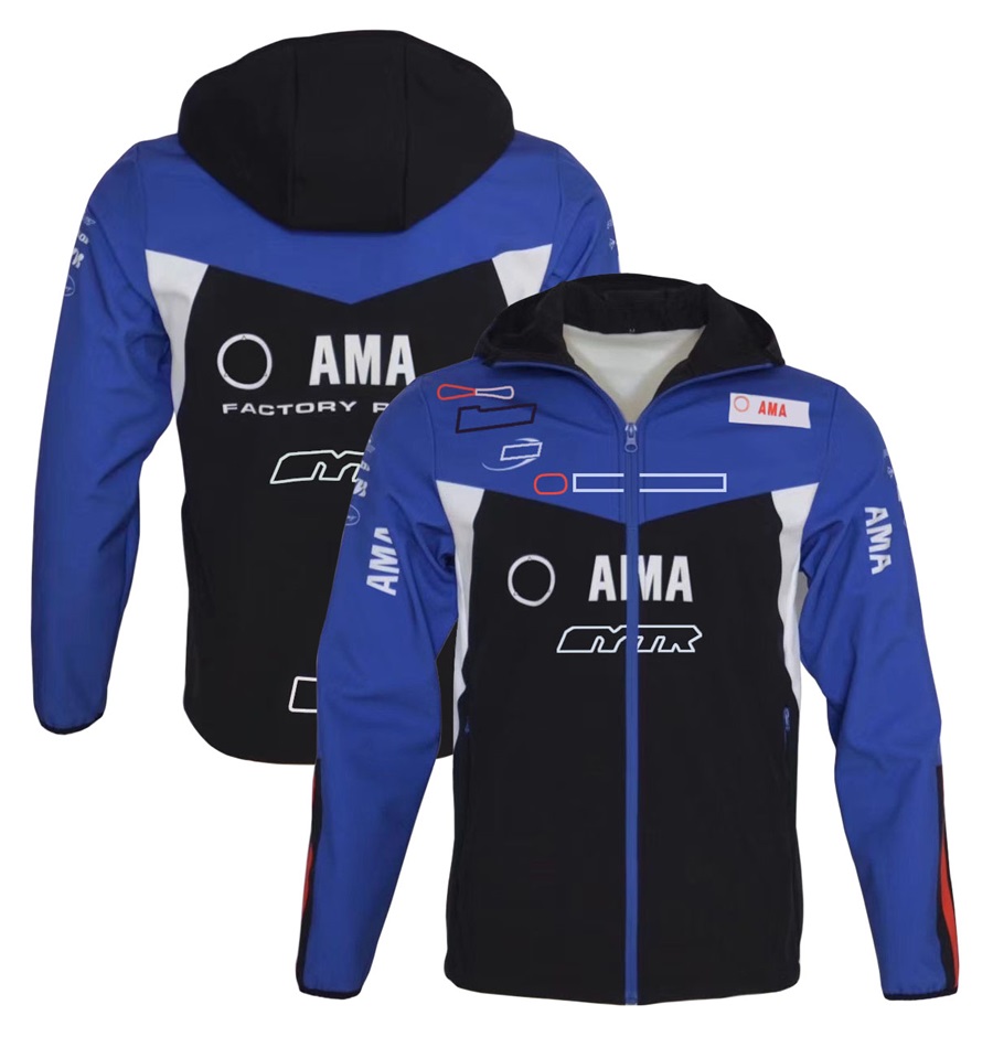 2022 New Moto Factory Racing Team Hoodie Motorcycle Ride Blue Keep Warm Jackets Zip Fleece Sportswear Men's Windproof Zipper 243S