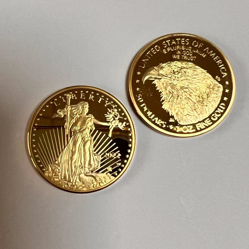 비 마그네이트 기타 예술 및 공예 American 2022 Freedom Eagle 1 Oz Gold 도금 기념품 선물 홈 Decoraiton 수집 가능한 배지 기념 동전