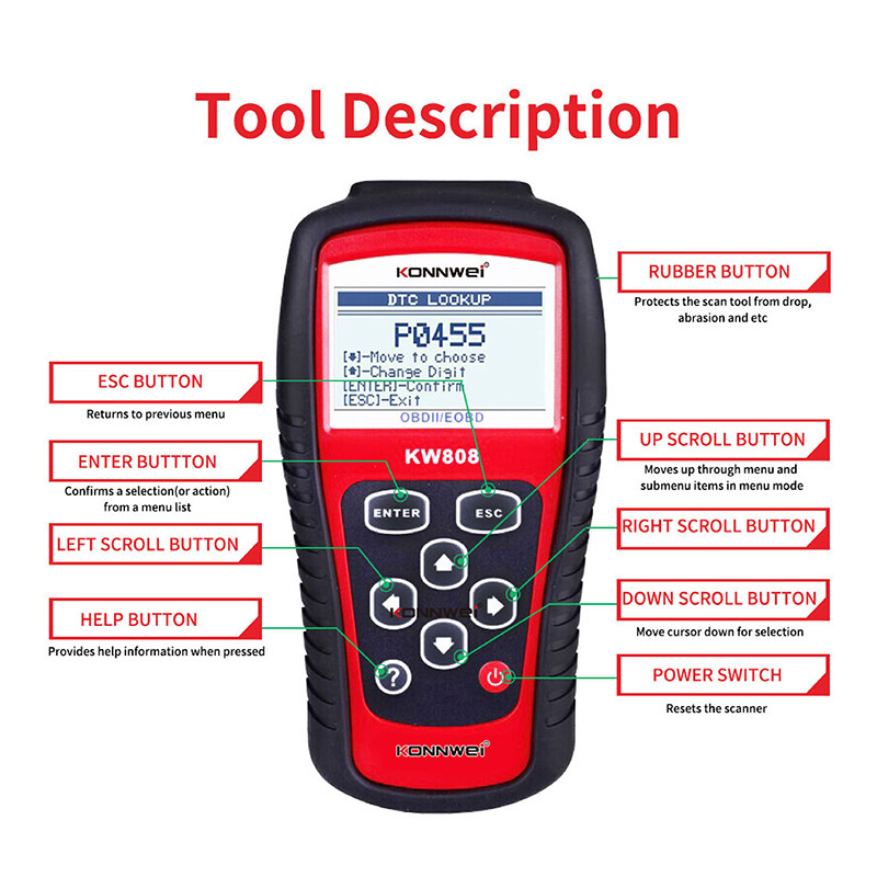 Diagnostische tool MS509 KW808 Autel MS OBDII OBD2 EOBD Automotive Code Reader Scanner Work voor de Amerikaanse Aziatische Europese auto