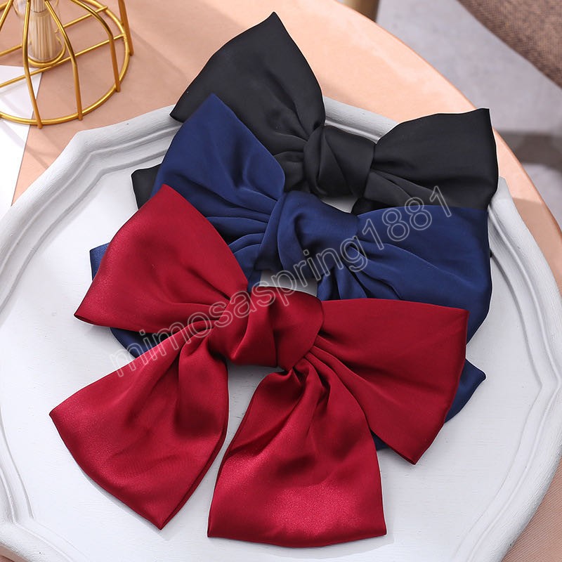 Women Fashion Hairgrips Big Bow Hairpin Cute Red Barrette Pink Hair Clip Girls Oversize Solid color Bows Hair Accessories