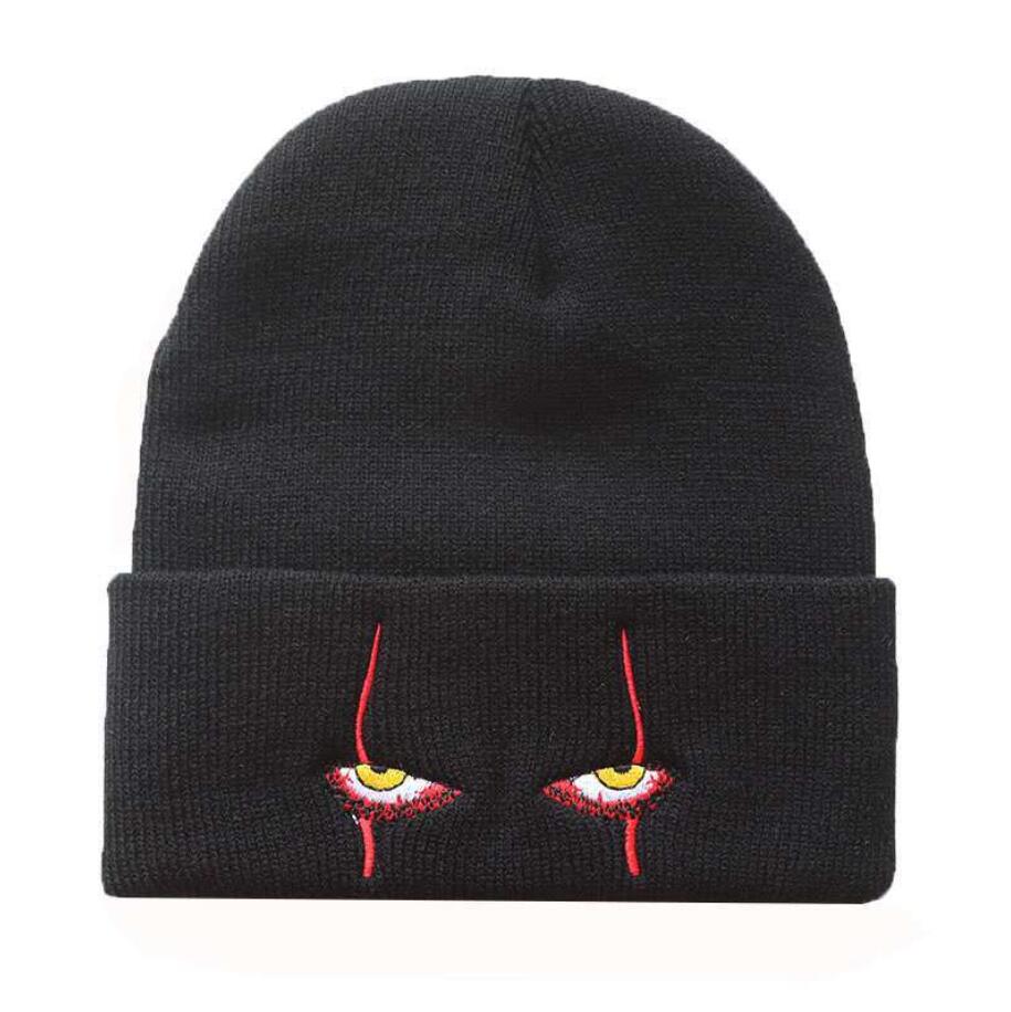 Scary Clown Eyes Beanies Winter Hats For Women M￤n ton￥ringar Hip Hop Horror Fashion Sticked Solid Color Bonnets Beanie Hat