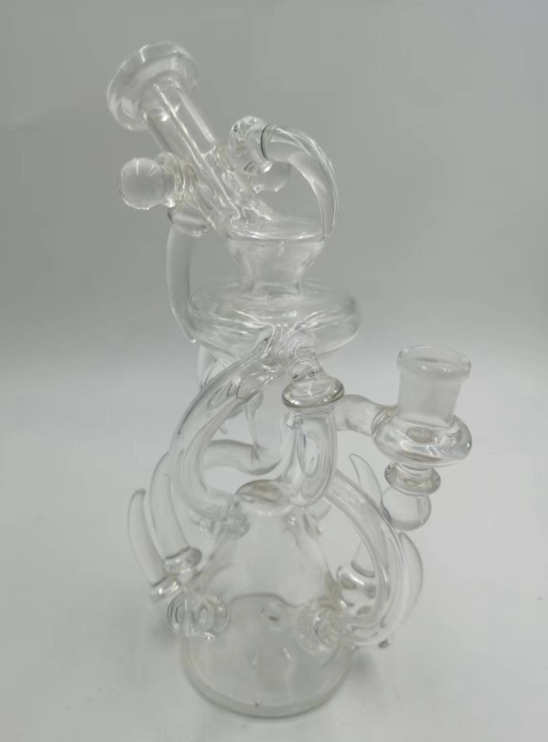 Amber Glass Water Recycler Bong Narghilè Tubo piegato Oil Dab Rig Shisha pipe da fumo