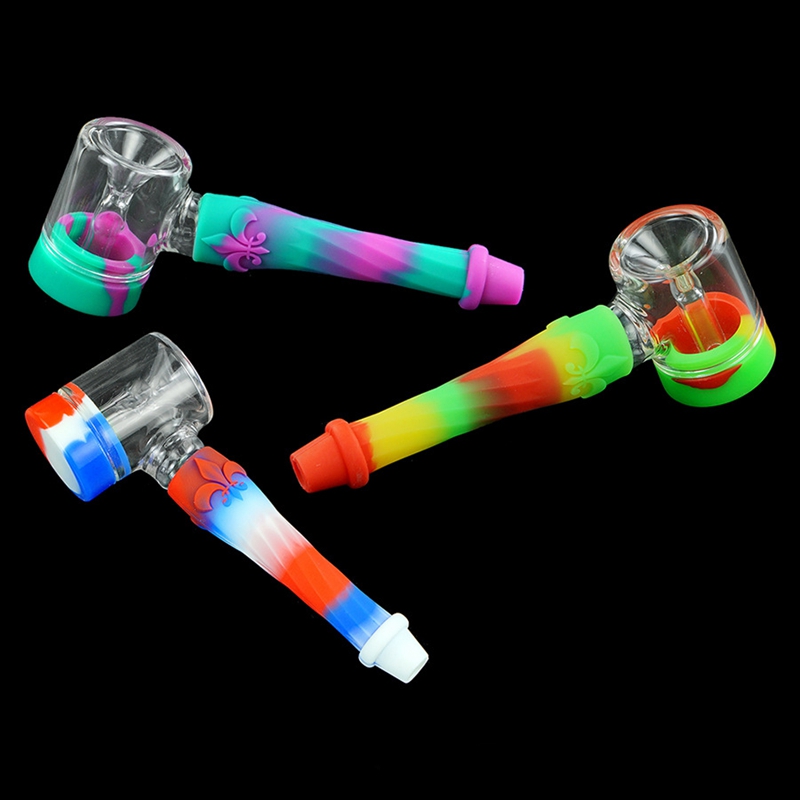 Kleurrijke siliconenpijpen draagbare verwijderbare olieligingen 5 ml glazen kom waterpijp handpipes roken handbuis innovatief ontwerp sigarettenhouder dhl