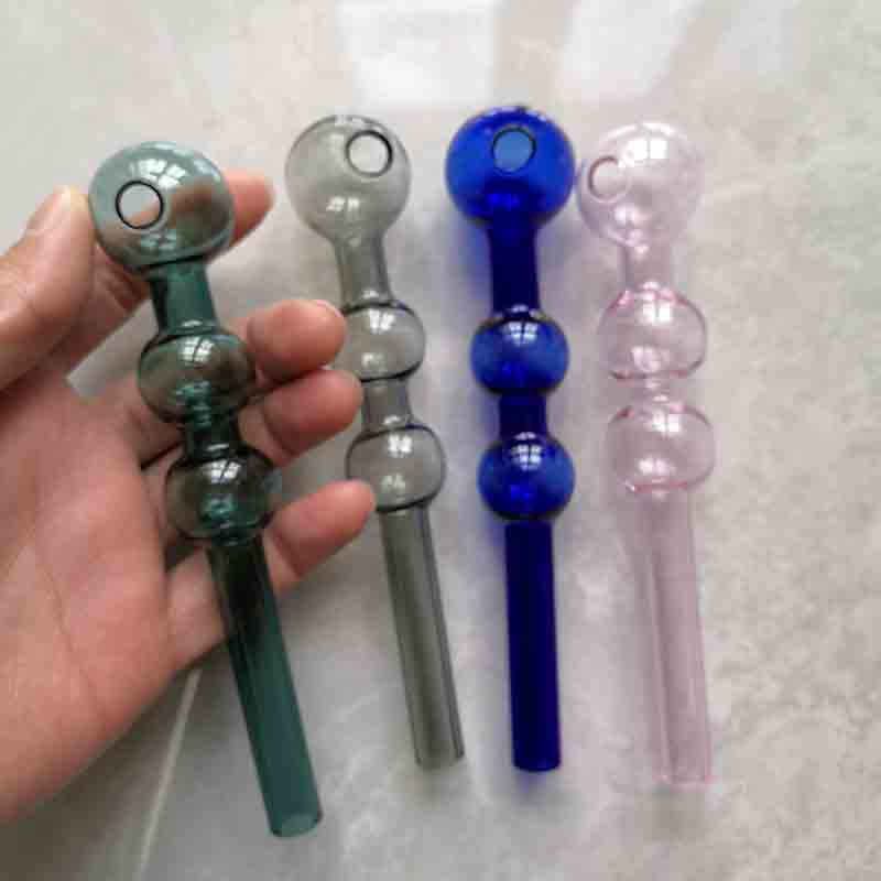 Latest Gourd Colored glass Oil burner Pipe Smoking Accessories With 3 Ball 15cm length For Hookahs Water Bongs Rigs Tool