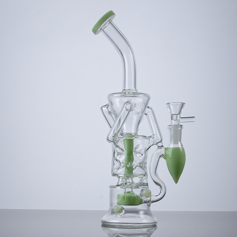 Fab Egg Hookahs Turbine Perc Bongs Heady Glass Water Pipes Purple Green Pink Bong Double Recycler Smoking Pipe 14mm Joint Small Hand Oil Dab Rigs With Bowl