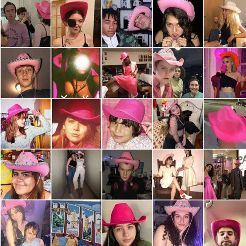 Cappello da cowboy con visiera in piume morbide e all-match, cappello da cowgirl rosa il Rave del Mardi Gras