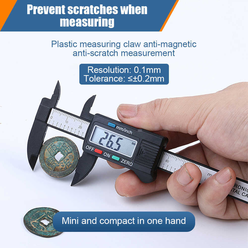 150/100mm Elektronisk digital bromsok 6inch Vernier Gauge Micrometer Mätverktyg Pachometer Ruler med batteri