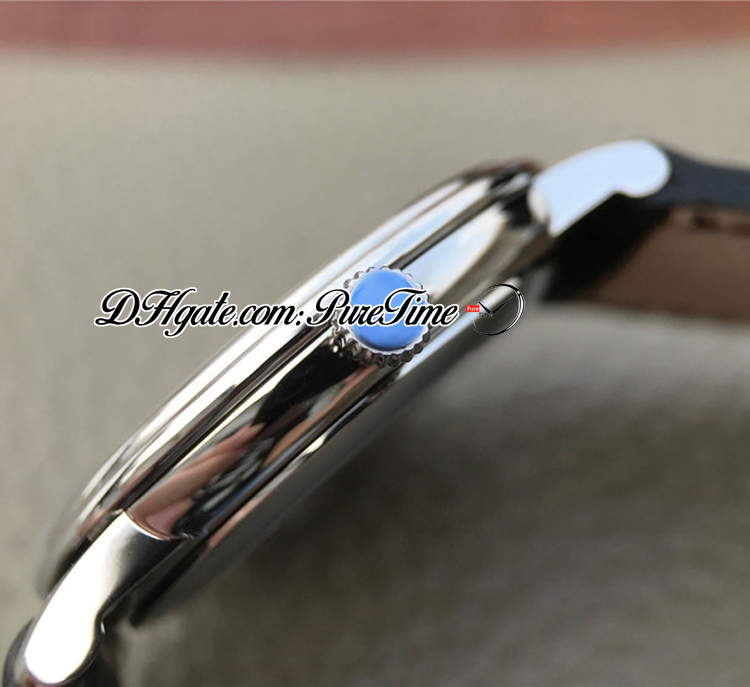 Villeret Ultraplate Ultra Slim A1511 자동 남성 시계 ZF 6651-1127-55B 스틸 다이얼 실버 로마 마커 블랙 가죽 스트랩 슈퍼 에디션 퓨레 타임 A1