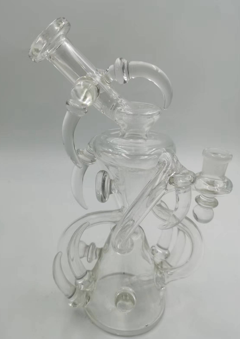 Amber Glass Water Recycler Bong Narghilè Tubo piegato Oil Dab Rig Shisha pipe da fumo