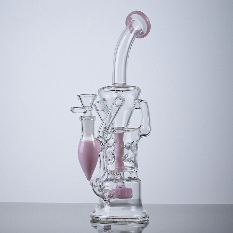 Fab Egg Hookahs Turbine Perc Bongs Heady Glass Water Pipes Purple Green Pink Bong Double Recycler Smoking Pipe 14mm Joint Small Hand Oil Dab Rigs With Bowl