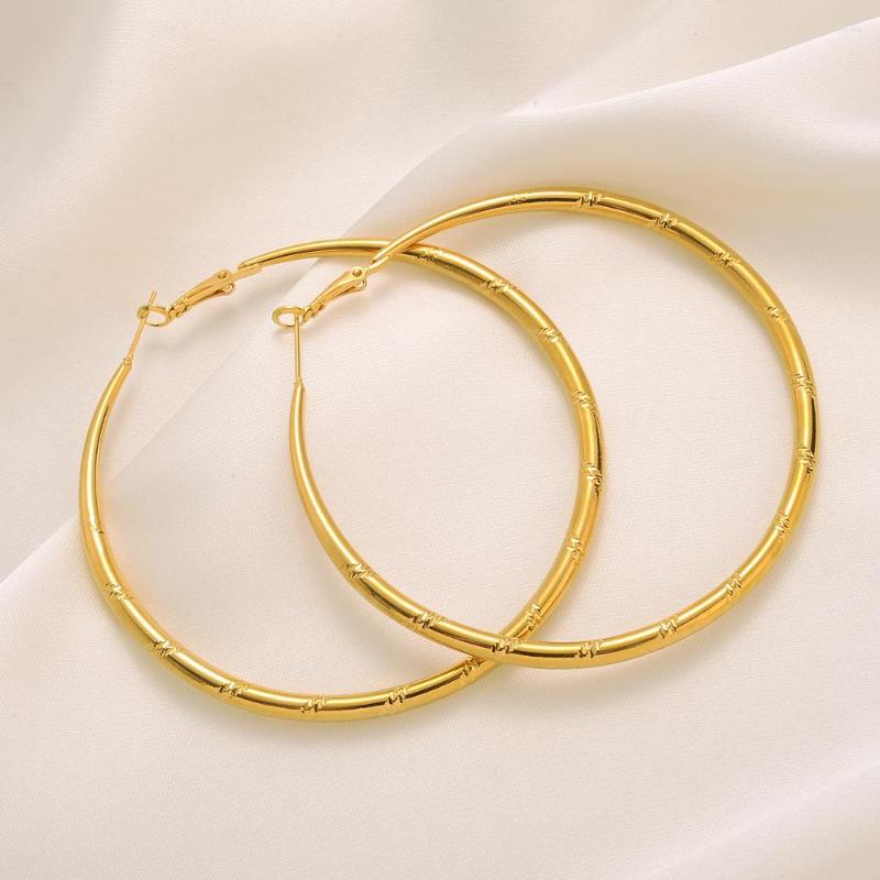 Pendientes de aro par de gran círculo dorado chapado en círculo criole chic Hoops regalo UK206A