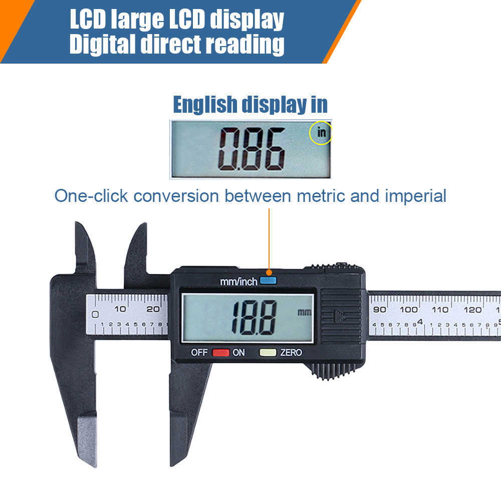 150/100 mm elektronischer digitaler Messschieber, 15,2 cm, Nonius, Mikrometer, Messwerkzeug, Pachometer-Lineal mit Batterie