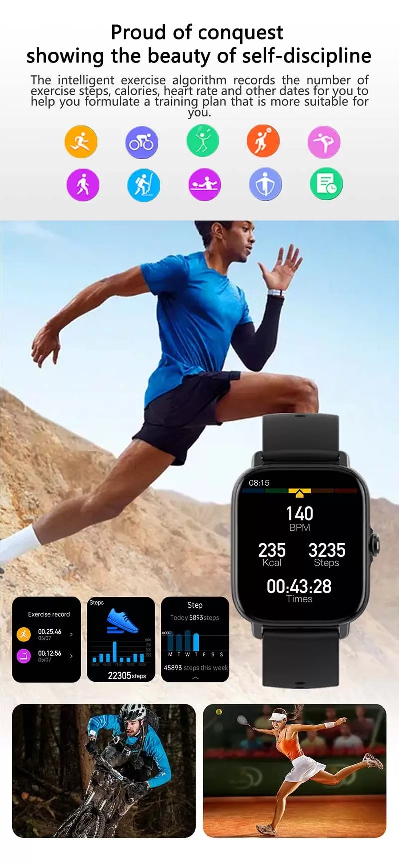 Fitness-Tracker-Smartwatches mit BT-Anruf GT21 Smarts-Armband, Herzfrequenz-Armbanduhr, universell einsetzbar, mit Einzelhandelsverpackung