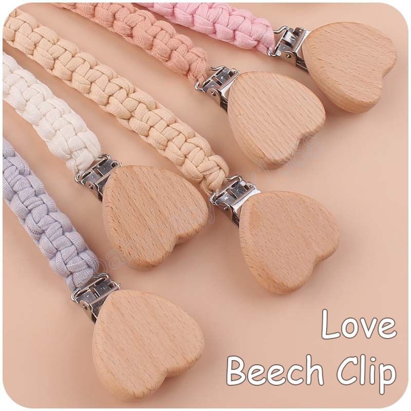 Baby Handmade Weave Pacifier Chain Beech Wood Clips Cotton Nipple Holder For Baby Nursing Leash Strap Dummy Clip Accessory7337552