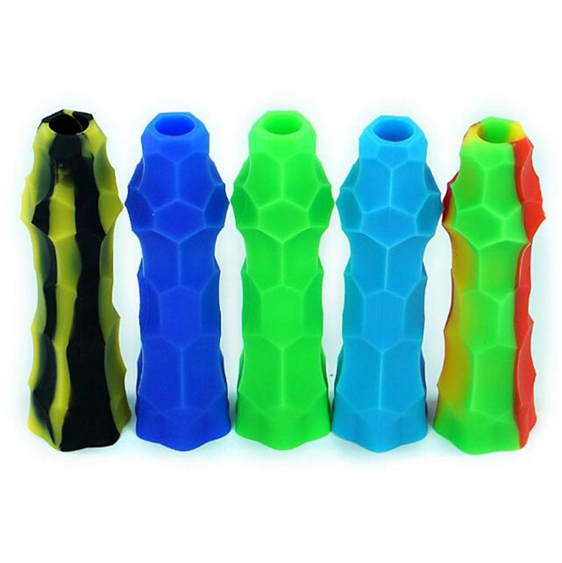 Colorful Silicone Pipes Thick Glass Dry Herb Tobacco Porous Filter Catcher Taster Bat One Hitter Stand Handpipes Smoking Cigarette Holder Tips