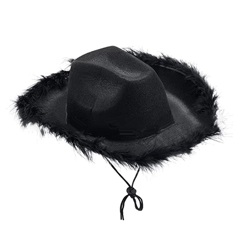 Cappello da cowboy con visiera in piume morbide e all-match, cappello da cowgirl rosa il Rave del Mardi Gras