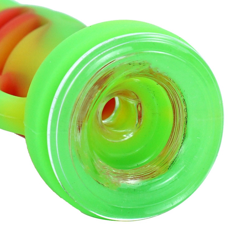 Colorful Silicone Pipes Dry Herb Tobacco Filter Glass Bowl Portable Pocket Keyring Mini Handpipes Flashlight Style Smoking Cigarette Holder Tube DHL