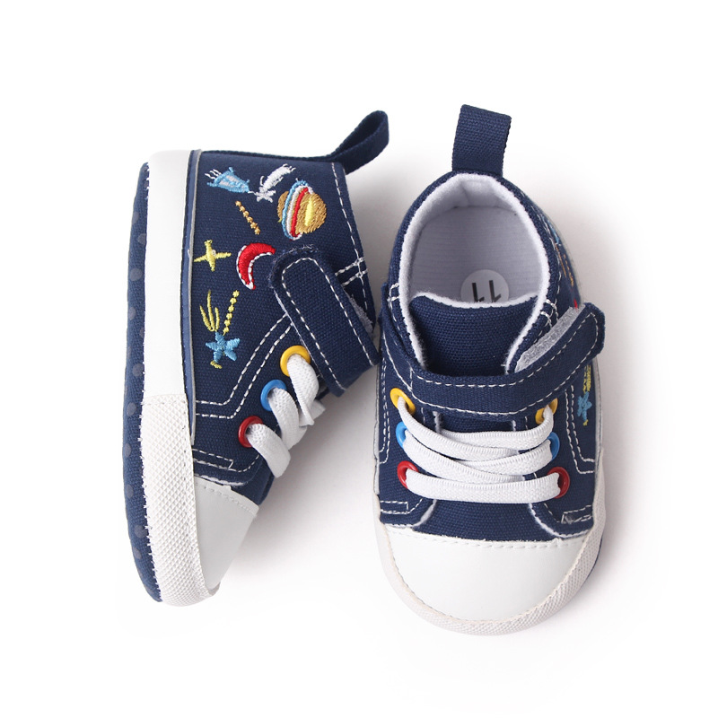 Baby First Walkers canvas borduurwerk Sneakers ster print pasgeboren sportjongens meisjes schoenen baby peuter anti-slip schoenen