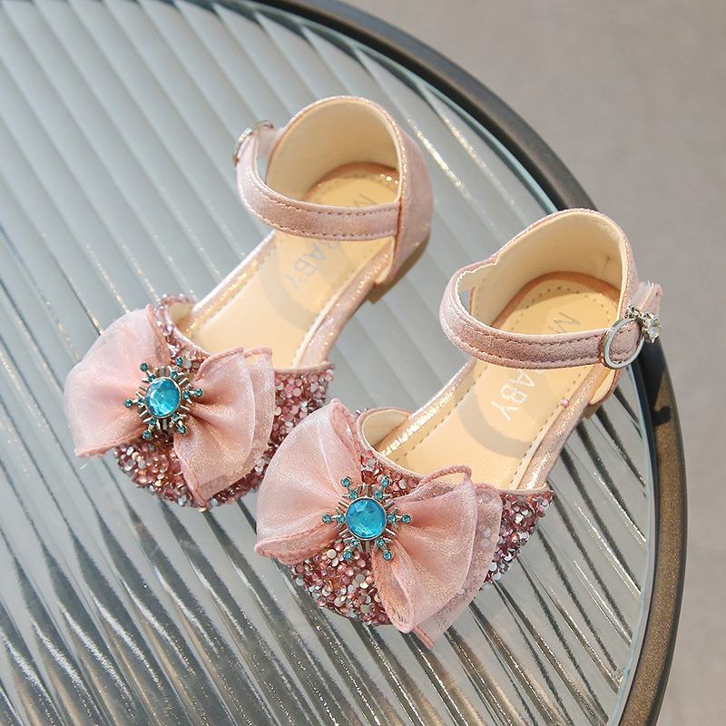 Baby Girl Soft Shoes PU Diamond Bow Flats For Girls Kids Little Children Casual Shoes Size 21-35