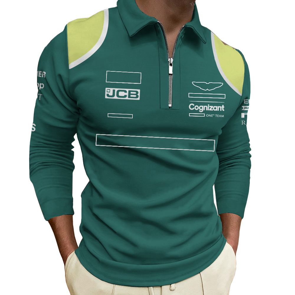 2022 Nuova polo a maniche lunghe 1 mezza zip maglietta con fila maglia da pilota da pilota uniforme uniforme maschile oversize sweatshirt5088678