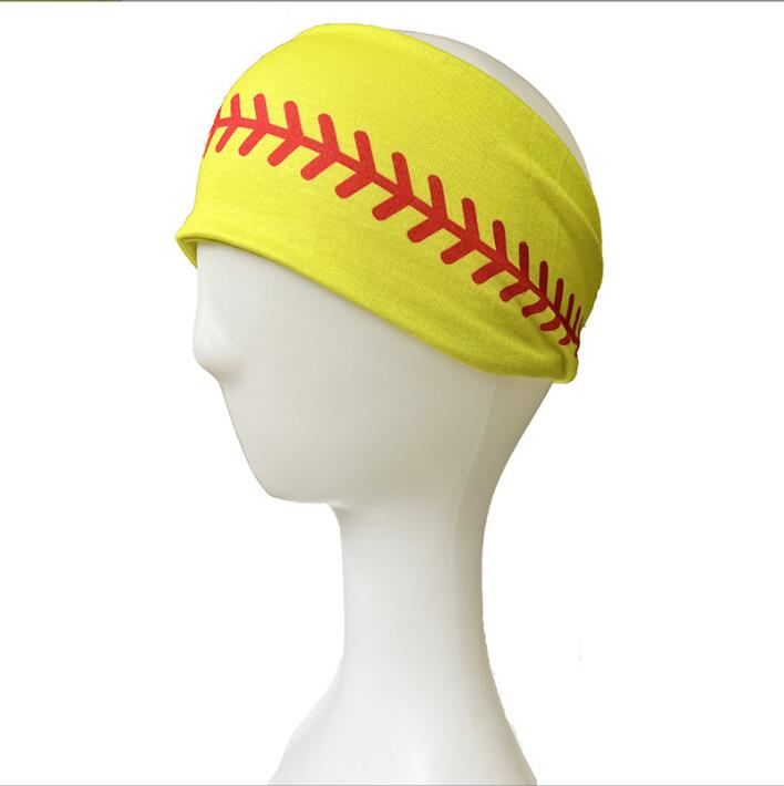 Sports pannband baseball tryck bred brimlig fotboll som k￶r softboll volleyboll stretch h￥rband huvudbonnar h￥rband jungfru tillbeh￶r bc202