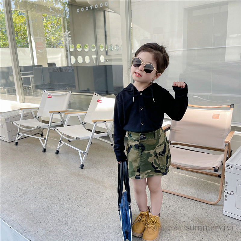 Mädchen Kurzrock 2023 Kinder Camouflage Gedruckte Röcke Mode Kinder Big Pocket Aline Skort A94794427694