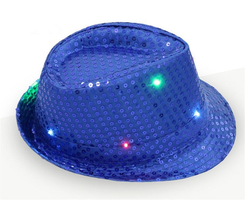 Kinder Erwachsene Pailletten LED Leuchten Krawatte Hip Hop Jazz Hut Flash Cap Neon Party Geschenk Cosplay Hochzeit Geburtstag Kostüme Festival Halloween