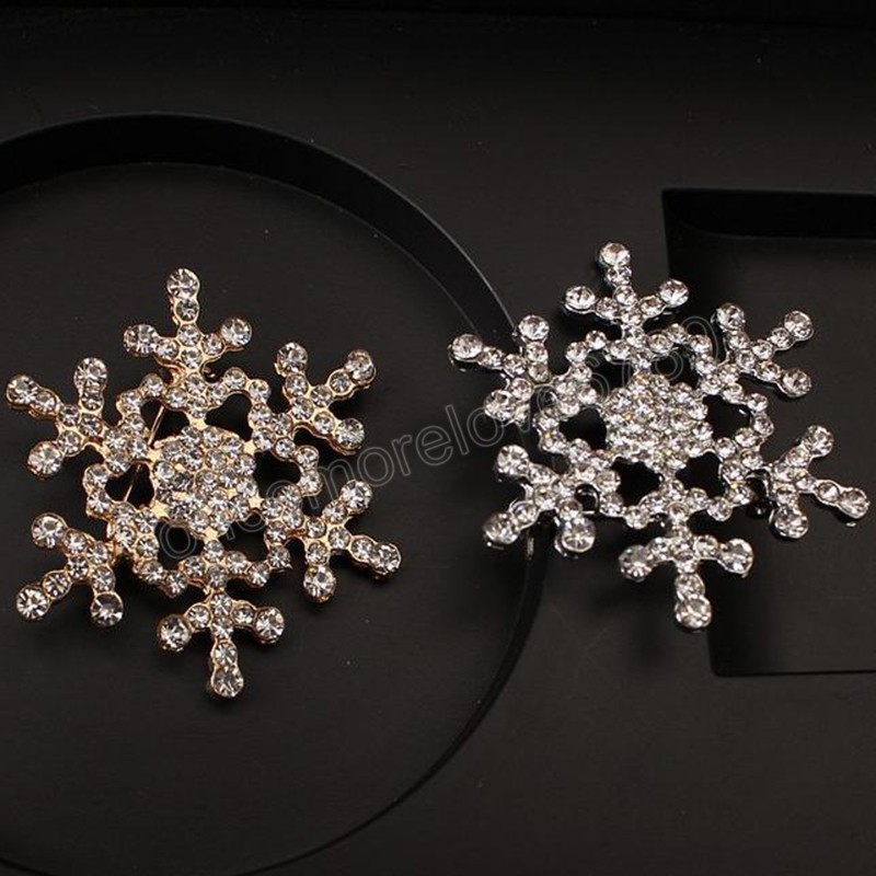 Moda scintillante cristallo strass fiocco di neve spilla spilla corpetto gioielli regalo Natale festa di nozze abito fibbia bavero