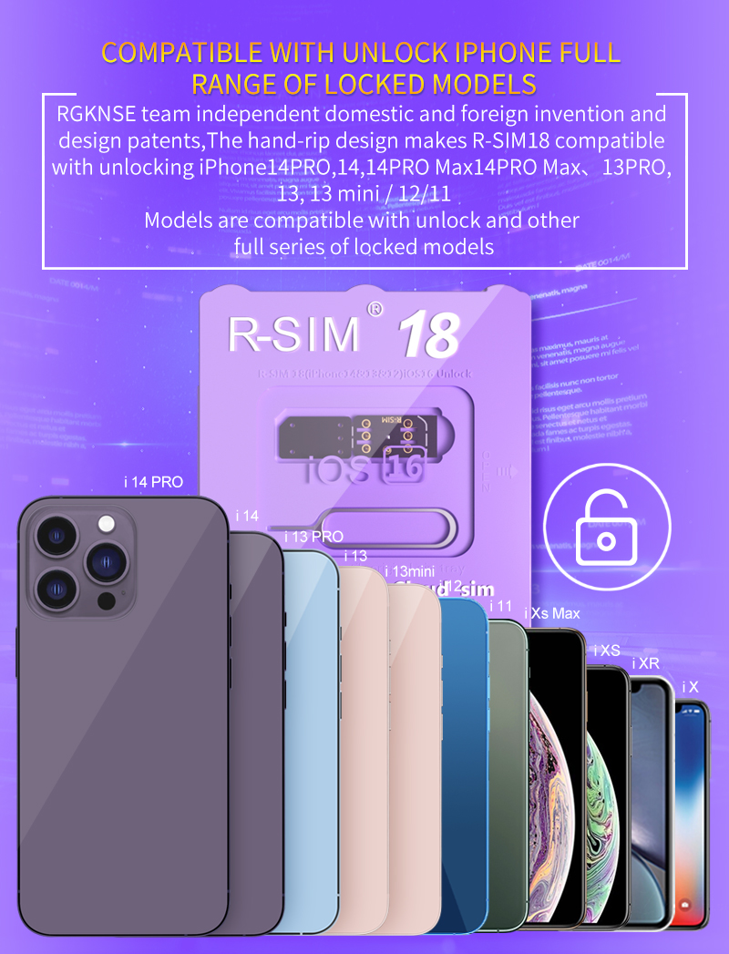 RSIM18 Odblokowanie karty RSIM 18 Odblokowanie dla iPhone14 Series ESIM 5G wersja iOS16 System 14pro Max 13pro 13Mini1211 xs MAX5546600