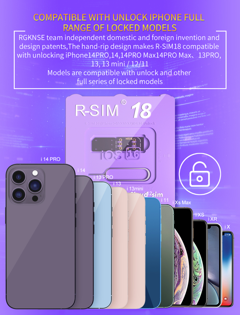 RSIM18 UNLOCK CARD RSIM 18 IPHONE14シリーズのロック解除ESIM 5GバージョンiOS16システム14Pro MAX 13Pro 13MINI1211 XS MAX5546600