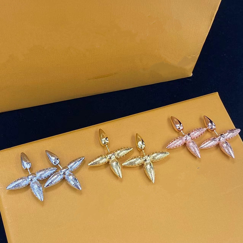 With BOX 2021 New Brand Designer Letters Stud Earrings Ear Studs Gold Tone Earring For Women Men Wedding Party Jewelry Gift