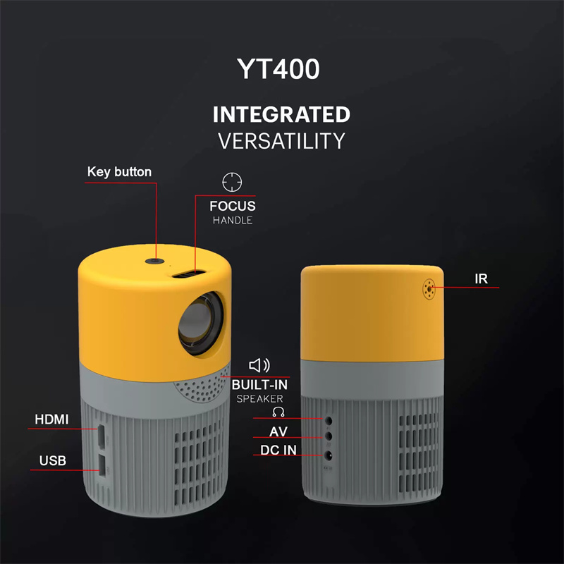 YT400 Pocket LED Mini Projector Gift for Man Micro Video Game Proyector Toy Beamer Big Screen för att titta på VM -spelfilmen DHL Fedex