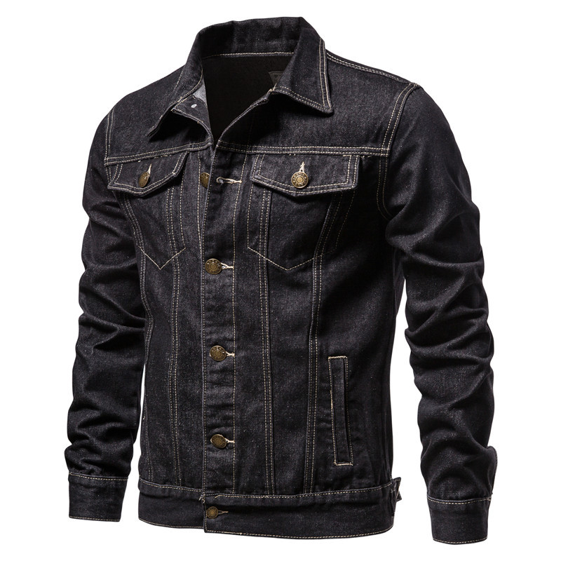 Men Jean Jackets Coats Classic Lapel Denim Jacket Casual Washed Button Down Trucker Outerwear Jacket Plus Size M-5XL