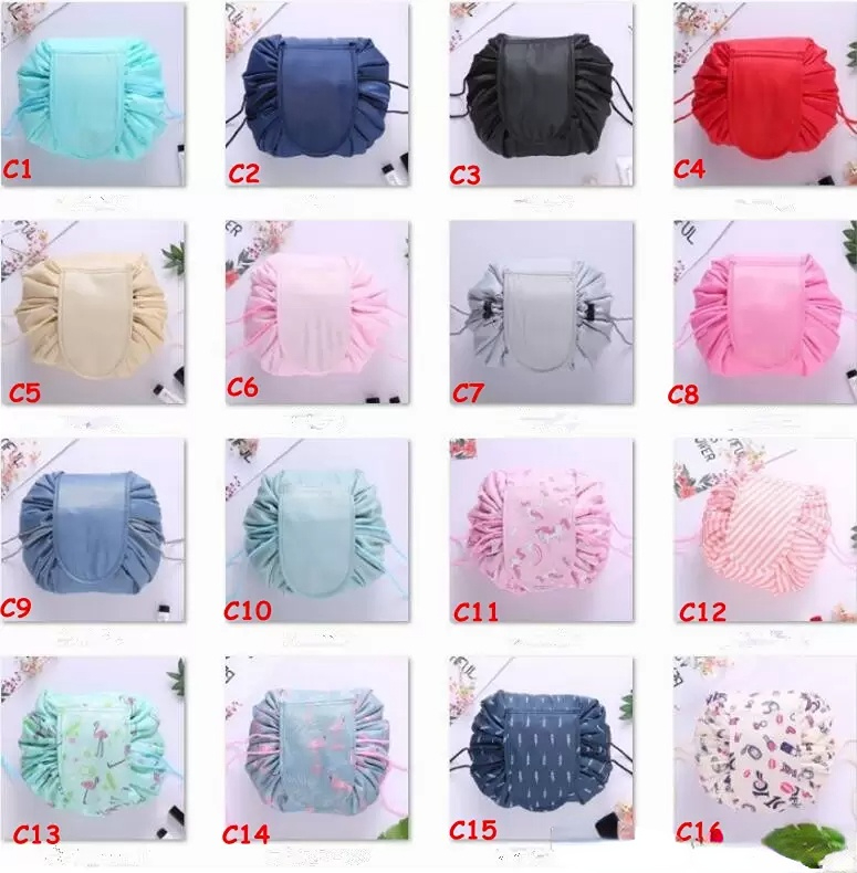 Lazy Drawstring Cosmetic Bag Women Polyester Makeup Bags Waterproof Portable Travel Organizer Storage Magic Pouch P1209