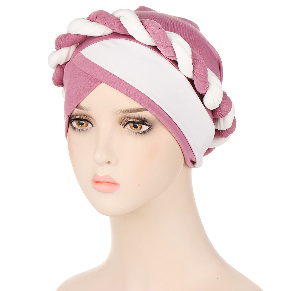 Nya kvinnor korsar silke twist flät turban hatt huvudduk cancer kemo beanie cap hijab huvudkläder huvud wrap hår tillbehör