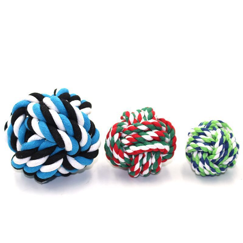 Corde à mâcher en coton pour chiot, jouet interactif et Durable en forme de boule pour chien, jouet tressé en coton