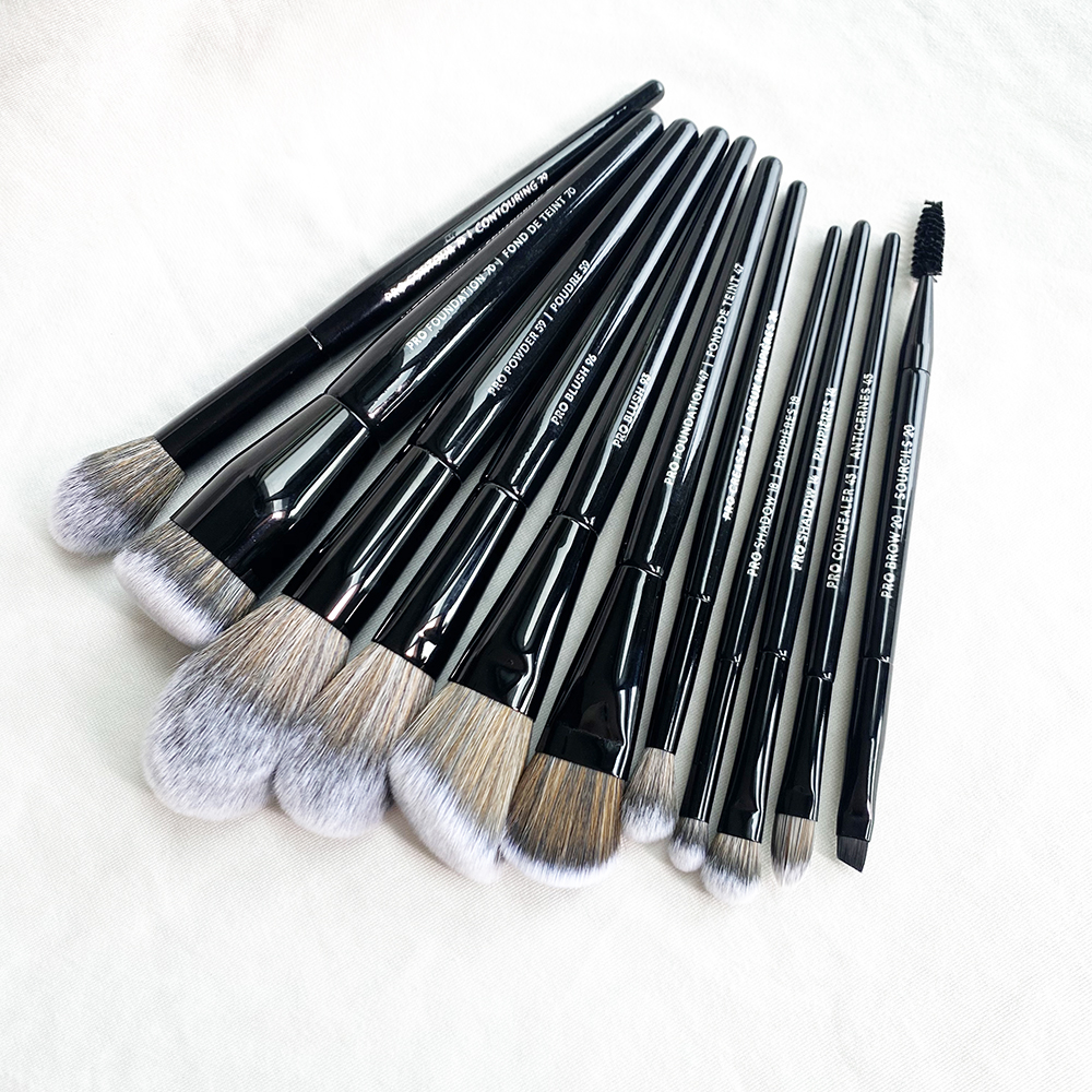 Neues schwarzes Make-up-Pinsel-Set, 11-teilig – weiche synthetische Borsten, Schönheit, Gesicht, Augen, Foundation, Puder, Rouge, Lidschatten, hellere Form, Konturierung, Kosmetik, Mischwerkzeuge