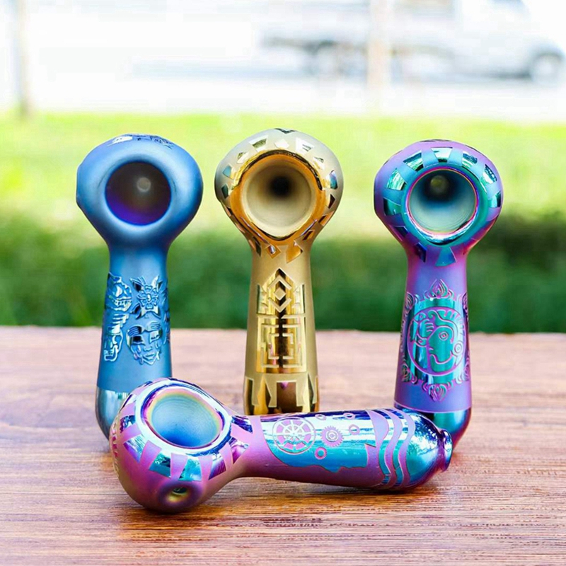 Cool Rainbow Gradient Pipes Pyrex Tjock Glass Dry Herb Tobacco Oil Rigs Filter R￶kning Handpipes Hand Cigaretth￥llare Innovativ designr￶r DHL