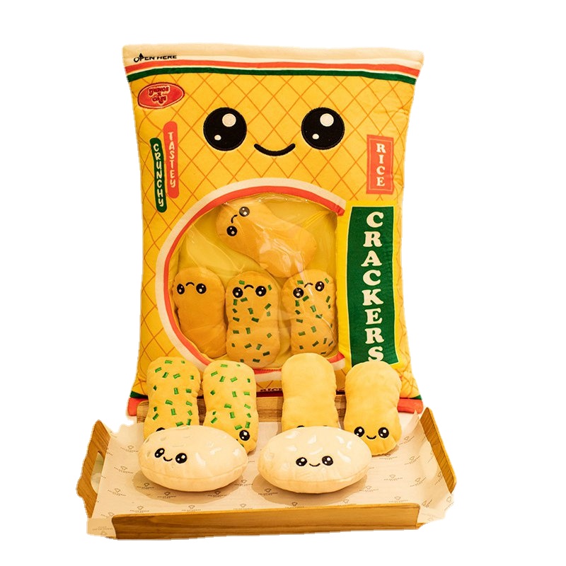 Плюшевая сумка пудинг игрушки Kawaii Bag Bag Mini Puffe Balls Fress Fries Cookies Cookies Куклы бисквит -закуски для пищевых подушек для детей