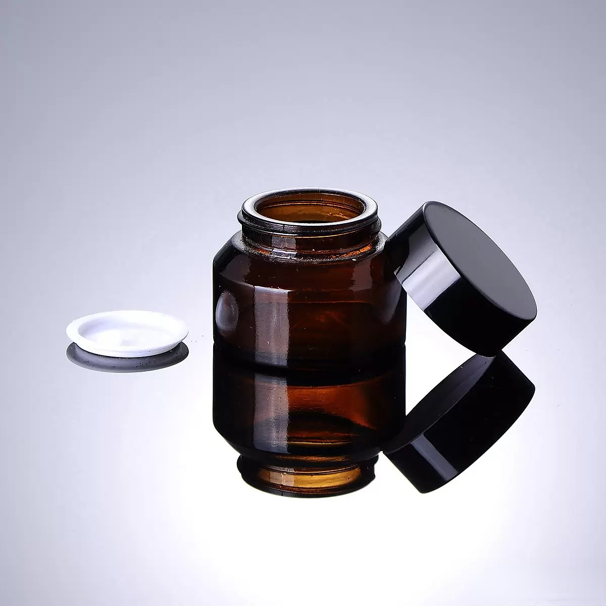 15g 30g 50g Brown Glass Jar Pot- Inclined Shoulder Glass Container for Wax, Oil, Cream, Cosmetic - Travel Refillable Sample Packaging Bottle