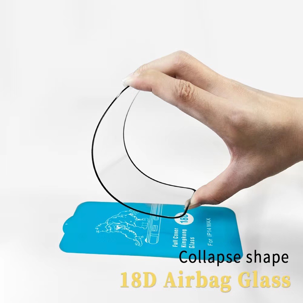 18D Airbag Glass Protector Kingkong f￶r iPhone 14 14Pro Samsung A51 Promax Screenprotector H￶g klar med Packing Air Cushion Edge Arc Hempered HD Screenguard