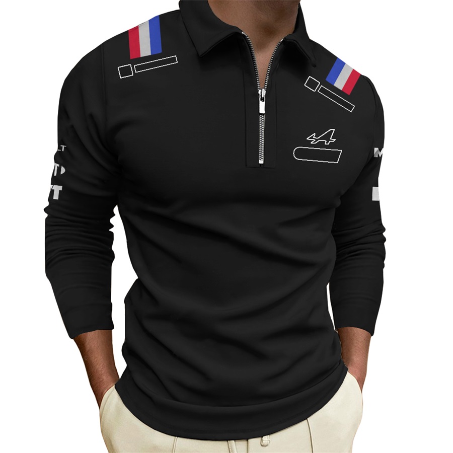 2024 Новая футболка с длинным рукавом с длинным рубашкой для футболки Formula 1 Половина Zip футболка для гоночного костюма для гоночного костюма