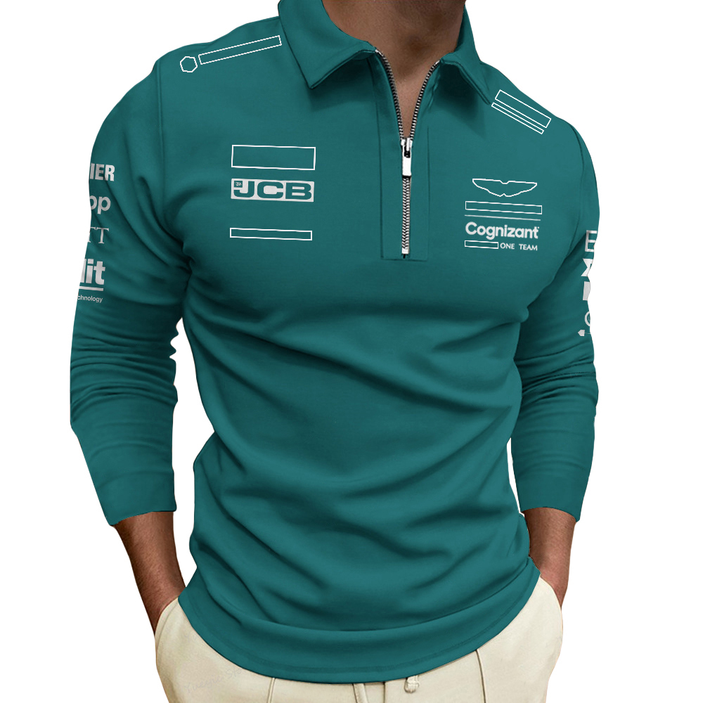 2022 Nuevo F1 Camisa de manga larga Fórmula 1 Half Zip Camiseta Jersey Team Driver Traje de carreras Uniforme de moda masculina sudadera de gran tamaño