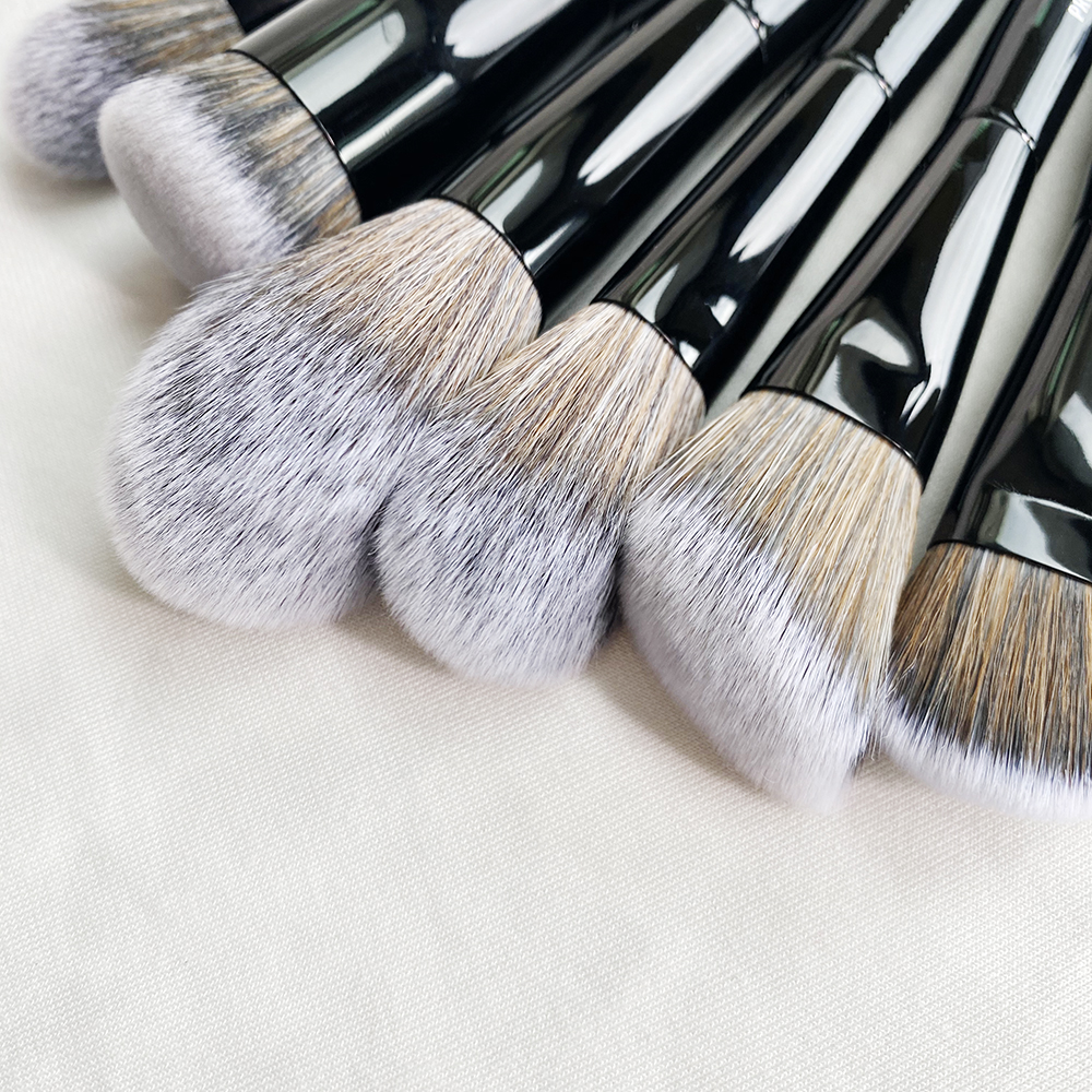 Neues schwarzes Make-up-Pinsel-Set, 11-teilig – weiche synthetische Borsten, Schönheit, Gesicht, Augen, Foundation, Puder, Rouge, Lidschatten, hellere Form, Konturierung, Kosmetik, Mischwerkzeuge