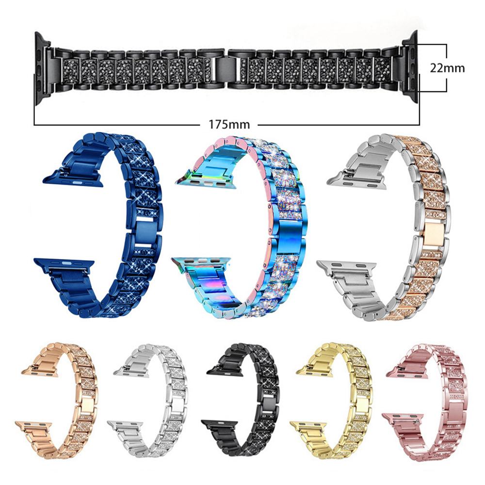 Bracelet à maillons de luxe pour Apple Watch Band Ultra 49mm SE 6 7 8 41mm 45mm 40mm 44mm Bracelet en métal brillant pour femme Série IWatch 5 4 3 38mm 42mm