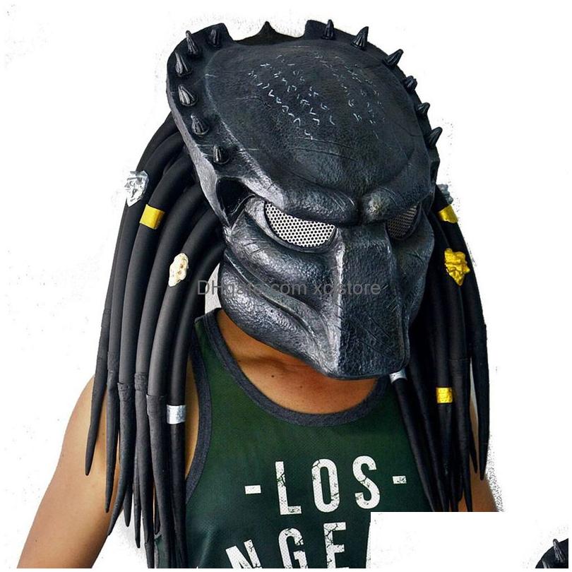 Máscaras de festa filme alienígena vs predador cosplay máscara halloween traje acessórios adereços látex 220827 entrega de gota em casa jardim festi187u