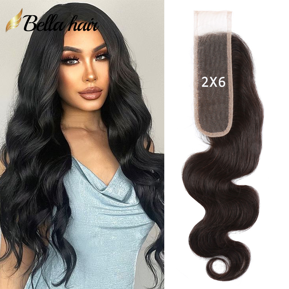 VENTE 2x6 dentelle fermeture vague de corps Remy cheveux humains ondulés fermetures de dentelle avec BabyHair partie libre soyeux droite Curl vagues profondes